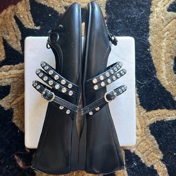 MANGO MNG Women’s Silver STUDDED Black BALLET FLATS WITH STRAPS Size 35/5 - Picture 13 of 16